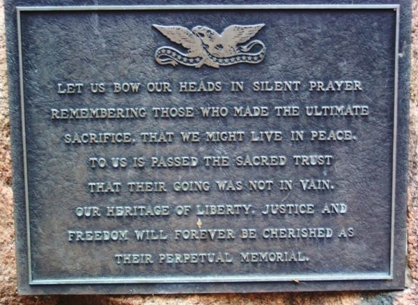 WORTHINGTON VETERANS FOUNTAIN MEMORIAL PLAQUE C