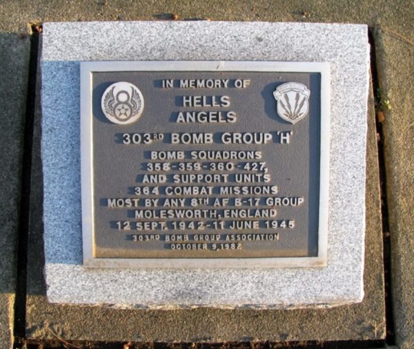 303RD BOMB GROUP ‘H’ HELLS ANGELS WAR MEMORIAL PLAQUE