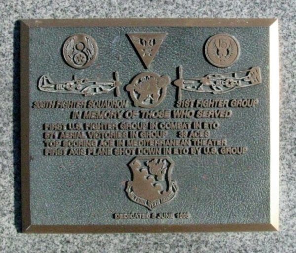 308TH FIGHTER SQUADRON WAR MEMORIAL PLAQUE