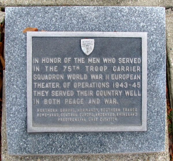 75TH TROOP CARRIER SQUADRON WAR MEMORIAL PLAQUE