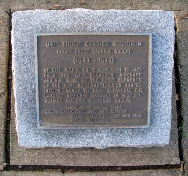 94TH TROOP CARRIER SQUADRON WAR MEMORIAL PLAQUE