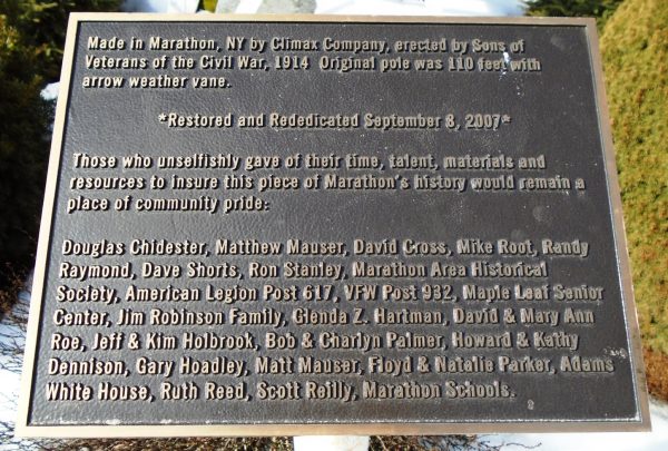 CLIMAX COMPANY CIVIL WAR MEMORIAL FLAGPOLE PLAQUE