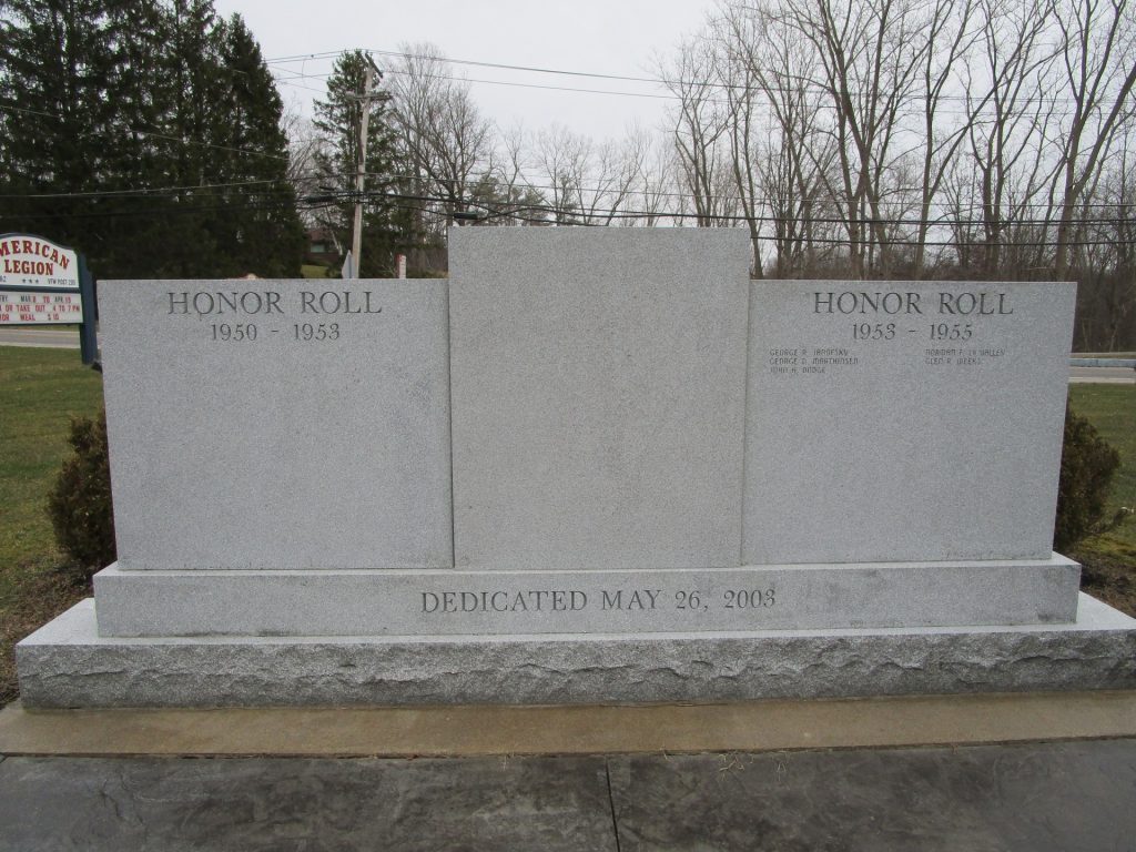 EAST AURORA KOREAN WAR VETERANS MEMORIAL BACK