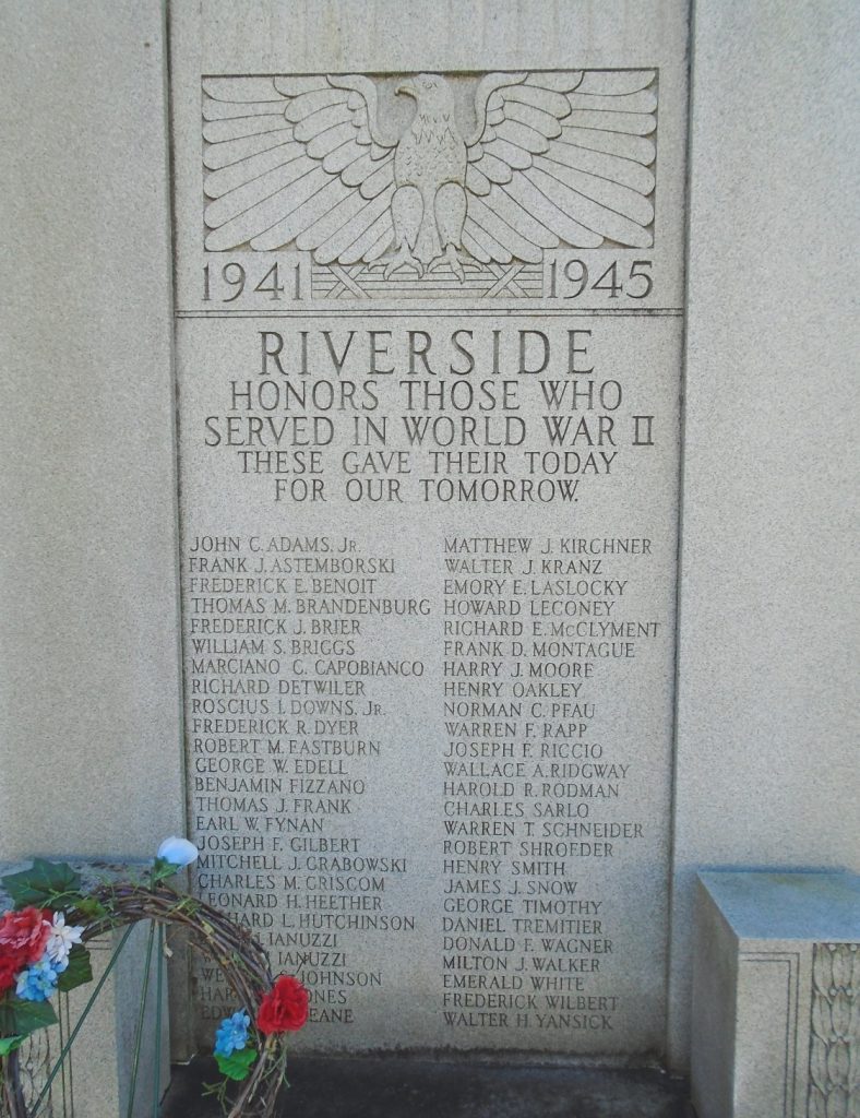 RIVERSIDE WORLD WAR II MEMORIAL CLOSE-UP