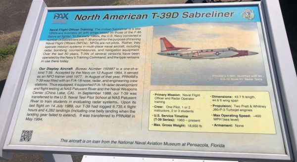 NORTH AMERICAN T-39D SABRELINER MEMORIAL AIRCRAFT