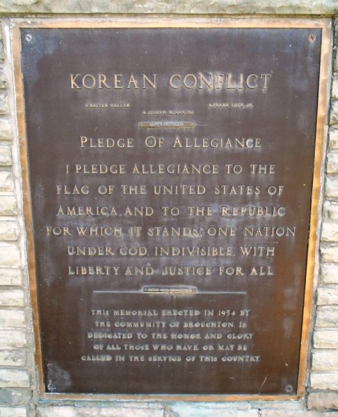 COMMUNITY OF BROUGHTON WAR VETERANS MEMORIAL PLAQUE D