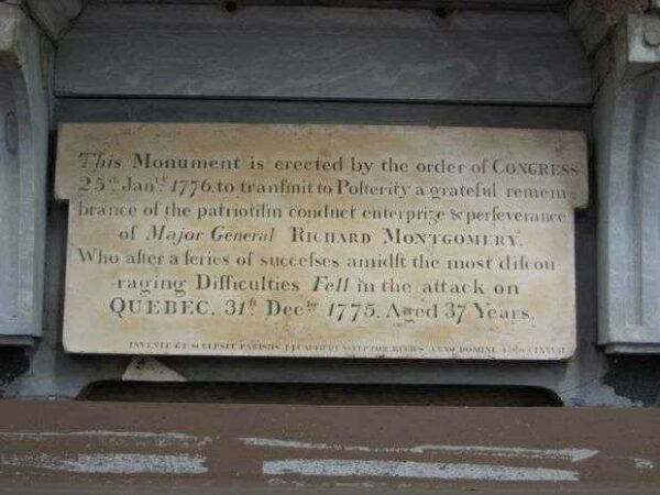 MAJOR GENERAL RICHARD MONTGOMERY CONGRESSIONAL WAR MEMORIAL DEDICATION STONE