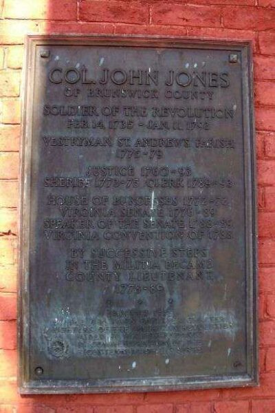 COL. JOHN JONES REVOLUTIONARY SOLDIER MEMORIAL PLAQUE