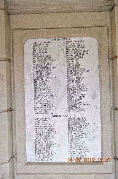 ETOWAH COUNTY WAR MEMORIAL PLAQUE I