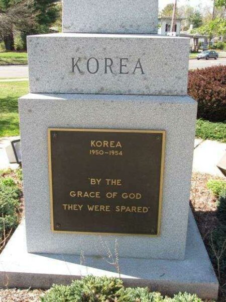 GRANBY VETERAN’S MEMORIAL KOREAN WAR PLAQUE