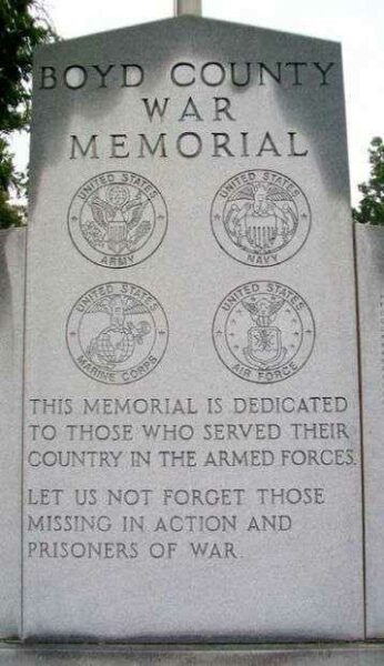BOYD COUNTY WAR MEMORIAL DEDICATION STONE