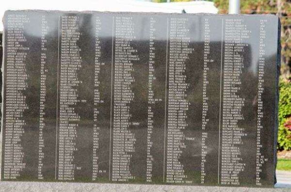 BLOOMER VETERANS MEMORIAL HONOR ROLL STONE A