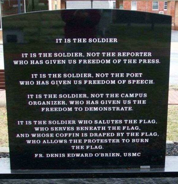 “LEST WE FORGET’ VETERANS MEMORIAL BACK