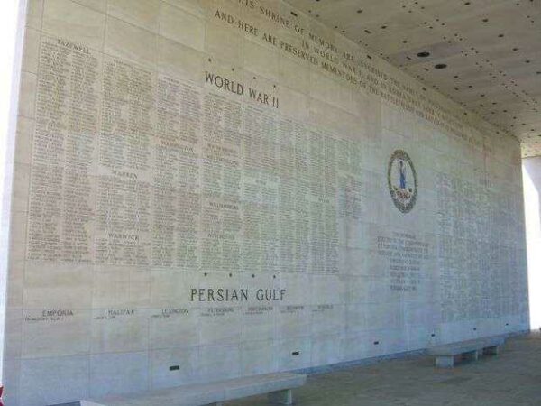 VIRGINIA WAR MEMORIAL SHRINE OF MEMORY BACK PANEL LEFT SIDE