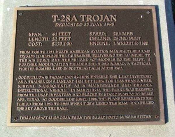 T-28A TROJAN MEMORIAL AIRCRAFT PLAQUE