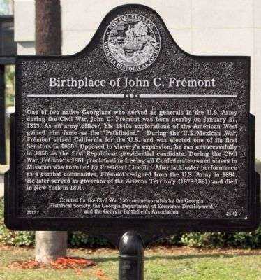 BIRTHPLACE OF JOHN C. FREMONT MEMORIAL MARKER