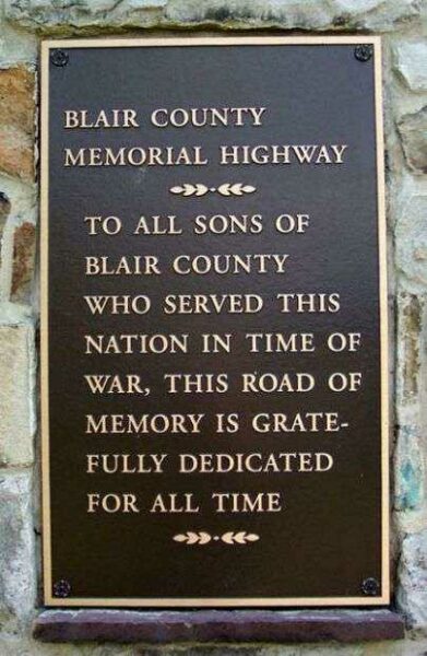 BLAIR COUNTY MEMORIAL HIGHWAY PLAQUE