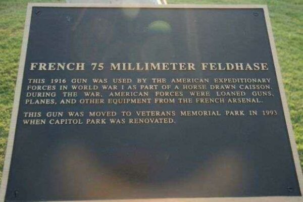 FRENCH 75 MILLIMETER FELDHASE MEMORIAL CANNON PLAQUE