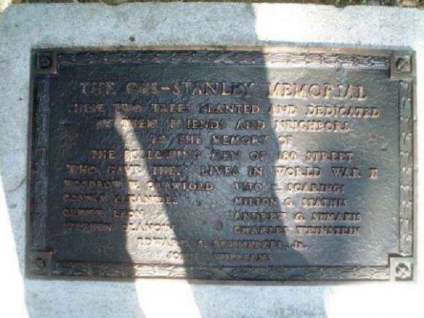 THE GUS-STANLEY MEMORIAL TREES PLAQUE