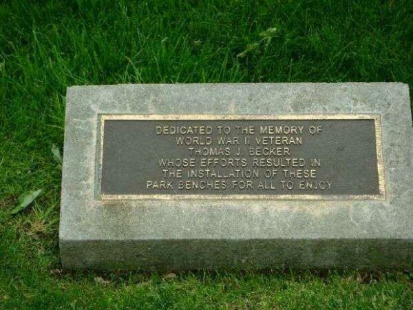 THOMAS J. BECKER WAR MEMORIAL BENCHES PLAQUE