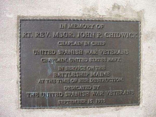 RT. REV. MSGR. JOHN P. CHIDWICK WAR MEMORIAL PLAQUE