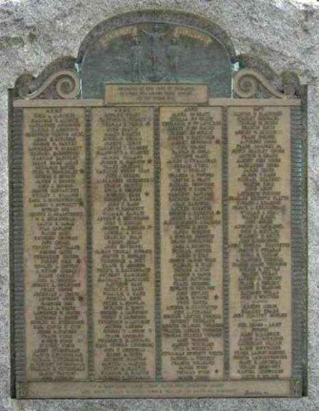 THOMASTON WORLD WAR I MEMORIAL PLAQUE