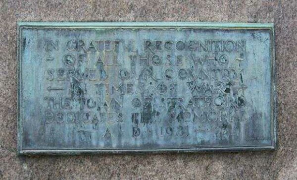 STRATFORD WORLD WAR I MEMORIAL ORIGINAL PLAQUE