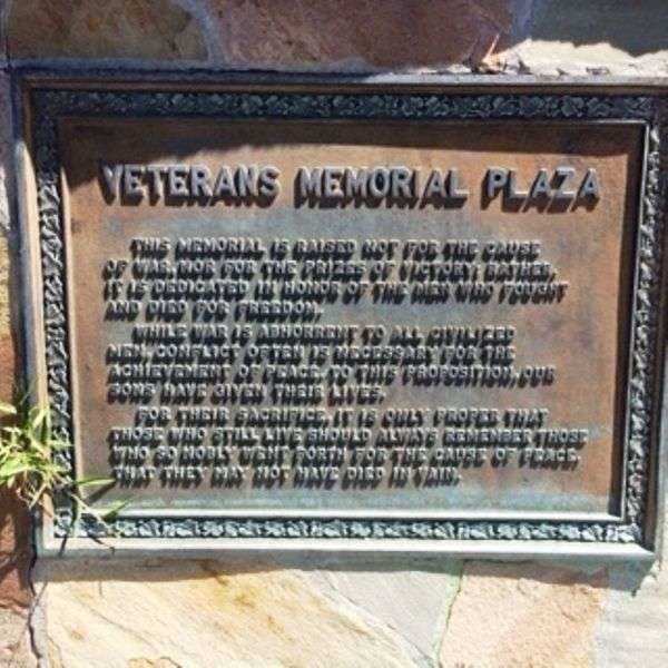 VETERANS MEMORIAL PLAZA PLAQUE