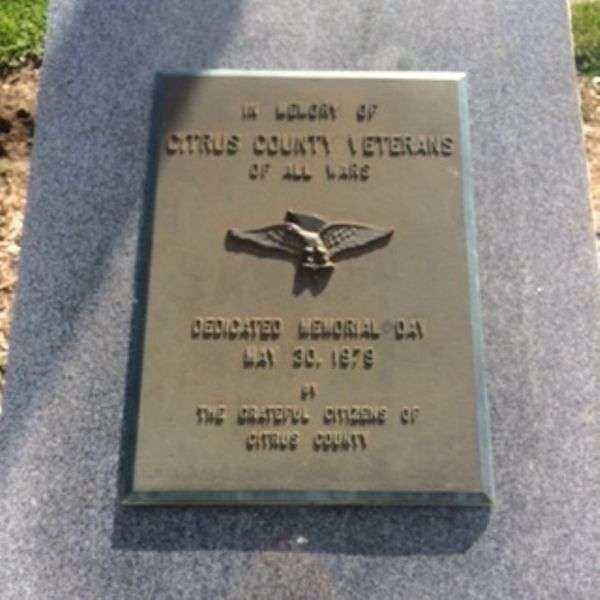 CITRUS COUNTY VETERANS WAR MEMORIAL PLAQUE