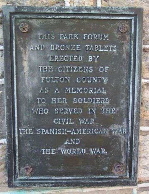 FULTON COUNTY WAR MEMORIAL PARK PLAQUE