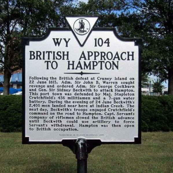 BRITISH APPROACH TO HAMPTON MEMORIAL MARKER