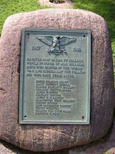 HILLSIDE BOYS WORLD WAR MEMORIAL