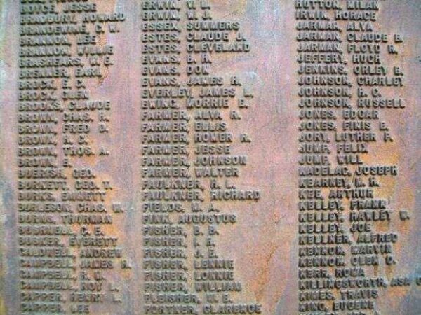 POLK COUNTY WORLD WAR HONOR ROLL MEMORIAL PLAQUE G