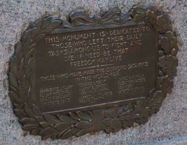 FRANKLIN WORLD WAR I MEMORIAL PLAQUE