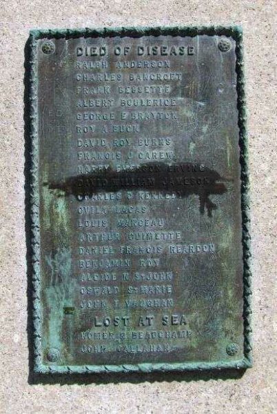 CHICOPEE WORLD WAR MEMORIAL PLAQUE C
