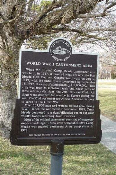 WORLD WAR I CANTONMENT AREA MEMORIAL MARKER