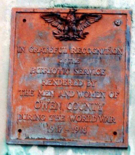 OWEN COUNTY WORLD WAR I MEMORIAL PLAQUE A