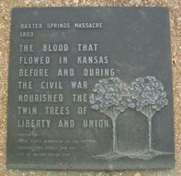 BAXTER SPRINGS MASSACRE 1863 MEMORIAL PLAQUE II