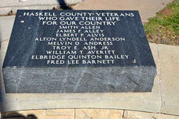 HASKELL COUNTY VETERANS MEMORIAL STONE A