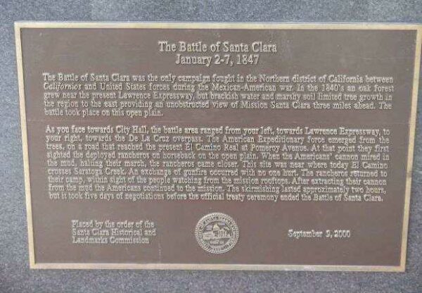 THE BATTLE OF SANTA CLARA MEMORIAL PLAQUE