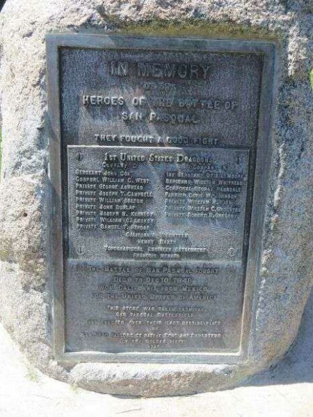 IN MEMORY OF THE HEROES OF THE BATTLE OF SAN PASQUEL MEMORIAL