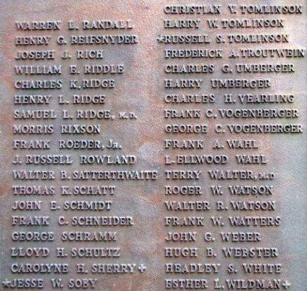 MIDDLETOWN TOWNSHIP WORLD WAR MEMORIAL PLAQUE SECTION E