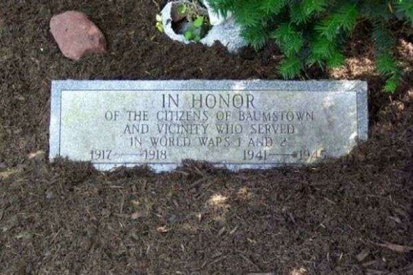 BAUMSTOWN WORLD WARS 1 AND 2 MEMORIAL TABLET