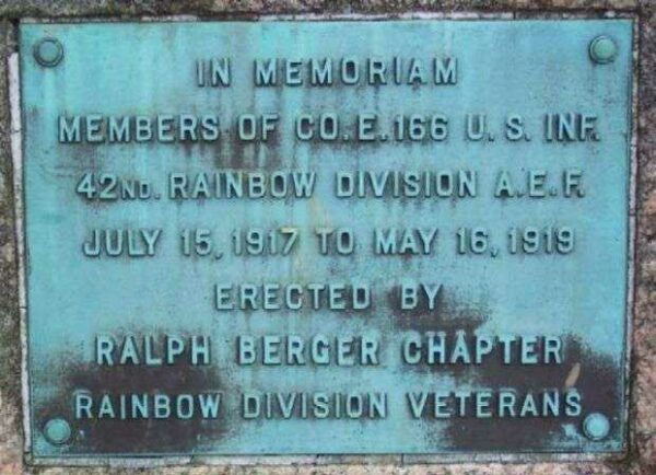 CO. E. 166 U.S. INF. 42ND RAINBOW DIVISION MEMORIAL PLAQUE