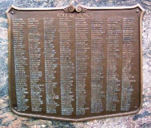 SIXTH, ELEVENTH AND TWELFTH WARDS WORLD WAR I MEMORIAL PLAQUE B