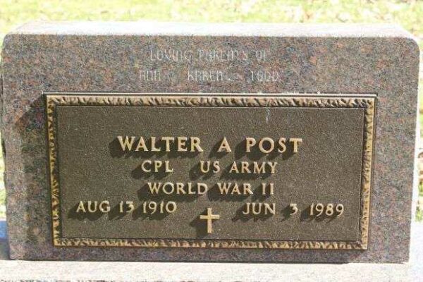 WALTER A POST MEMORIAL CEMETERY STONE