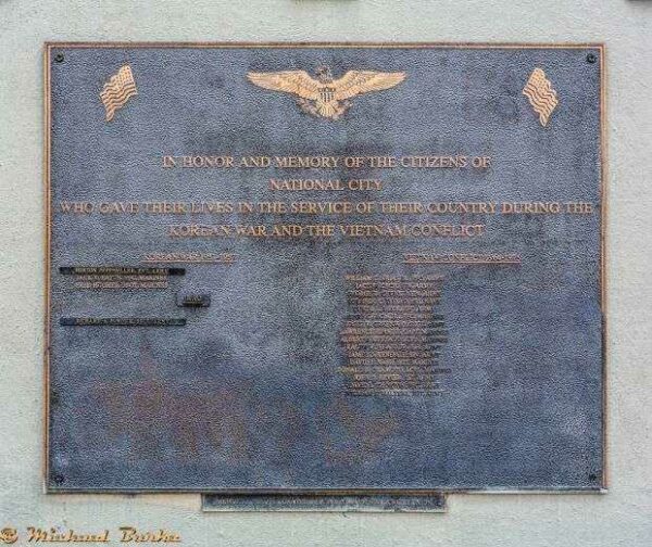 NATIONAL CITY KOREAN WAR AND VIETNAM CONFLICT MEMORIAL PLAQUE