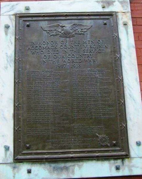 ACCOMACK COUNTY WORLD WAR MEMORIAL PLAQUE