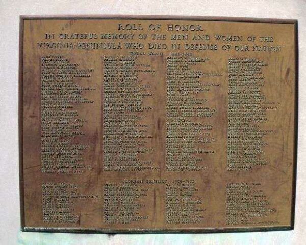 NEWPORT NEWS VICTORY ARCH MEMORIAL PLAQUE B