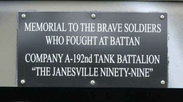 TO THE BRAVE SOLDIERS OF BATTAN MEMORIAL TANK PLAQUE